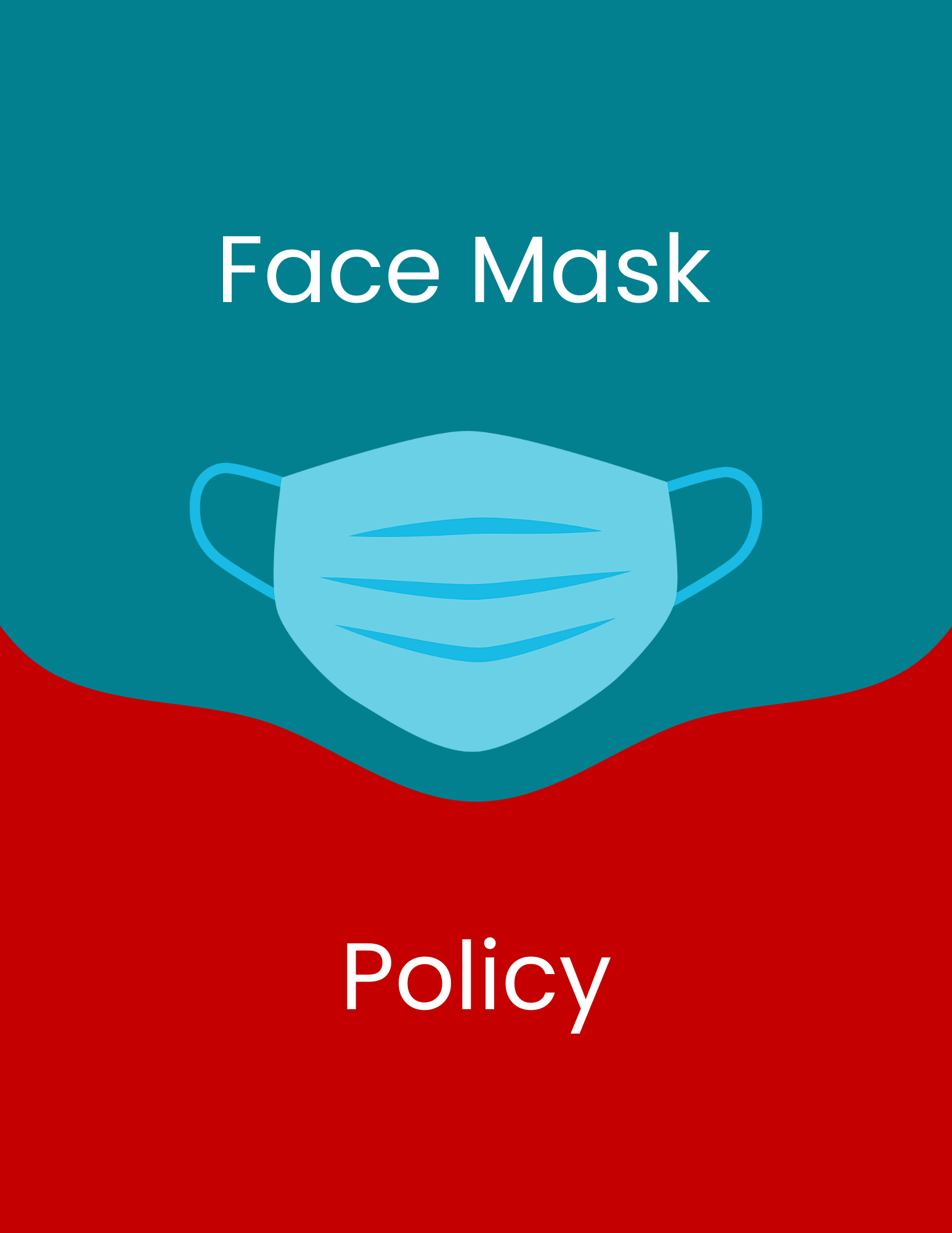 Blue face mask on blue and red background